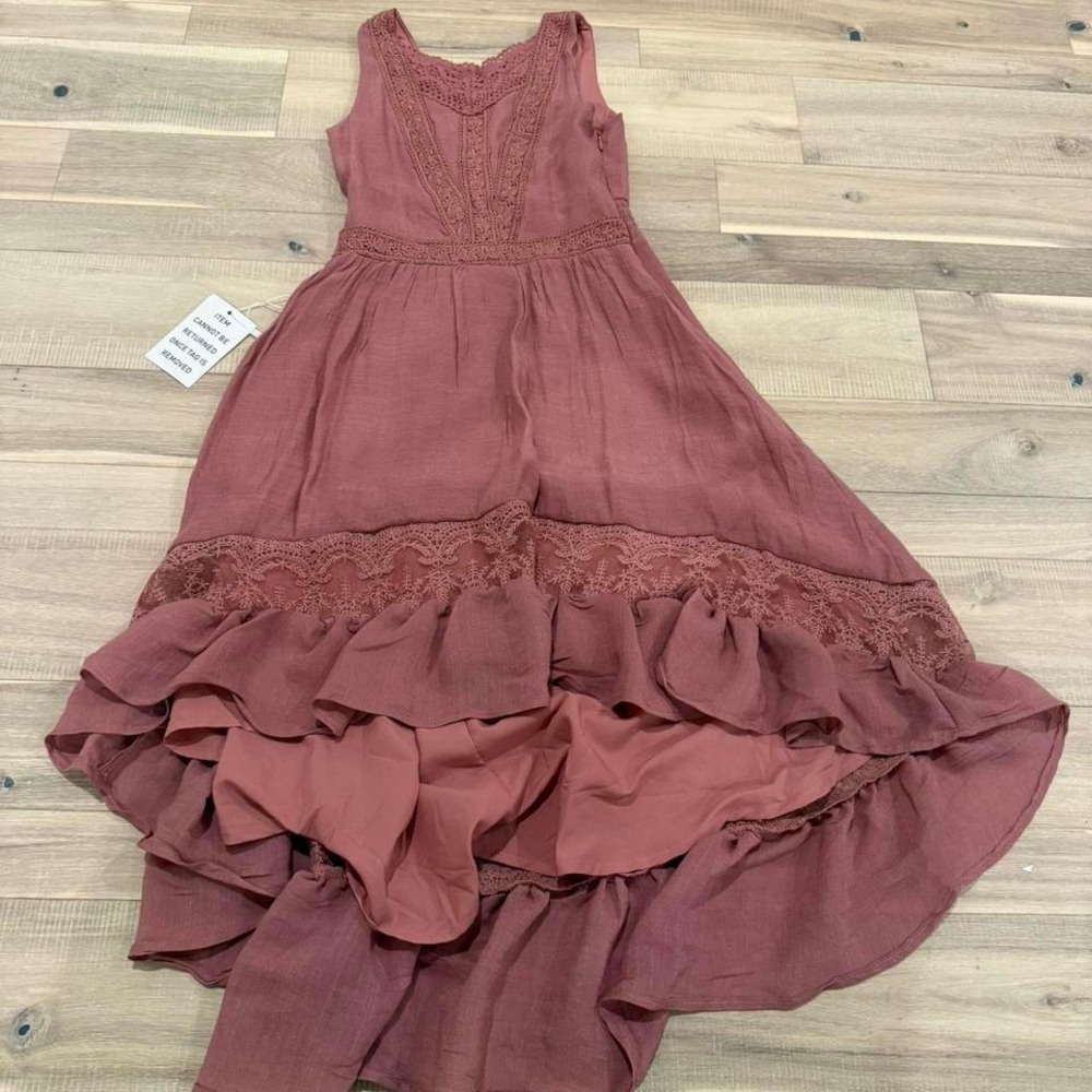 Joyfolie pink maxi dress with lace details Size 7 #fairycore #cottagecore